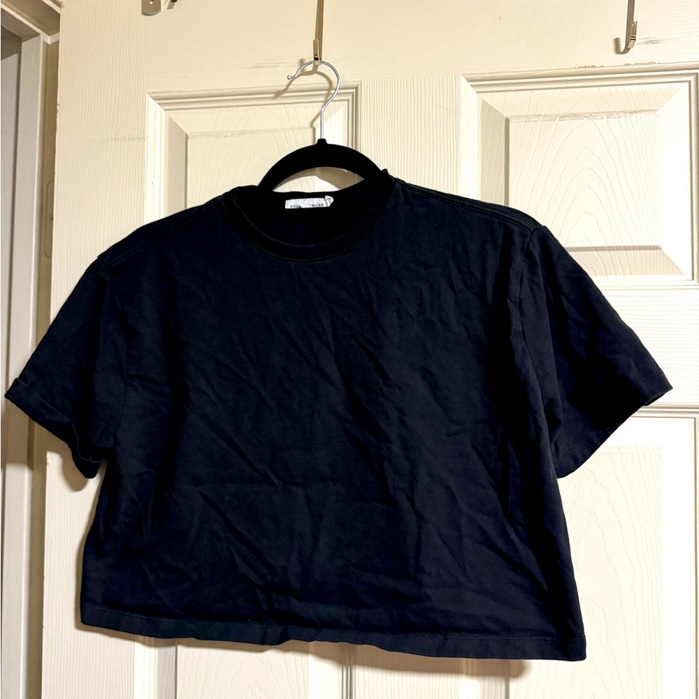 Good American size 1 black cropped shirt 100% cotton